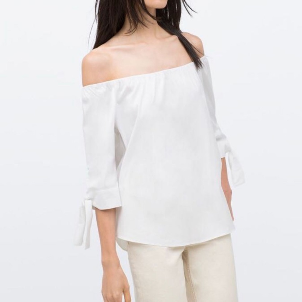 Zara off shoulder white top blouse small